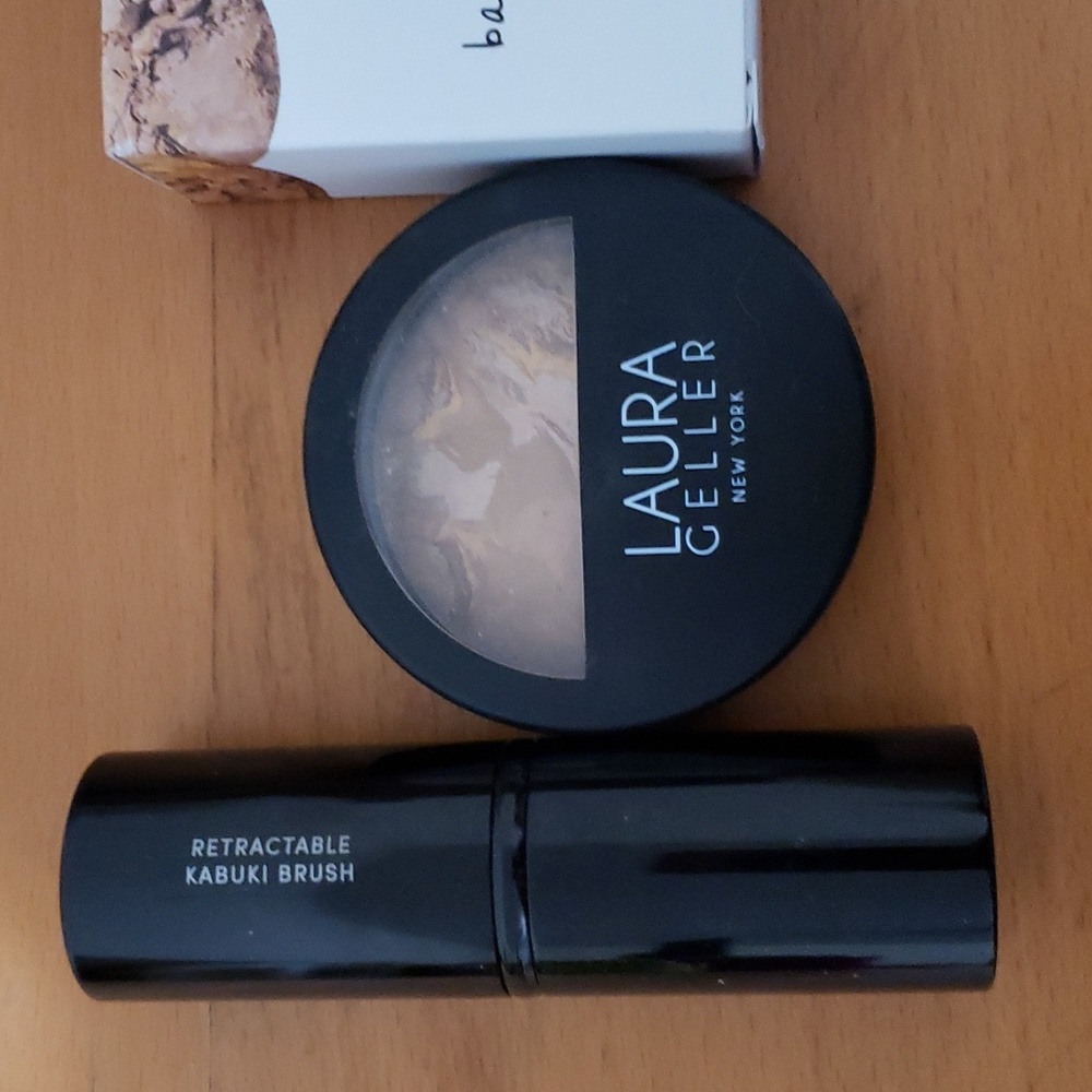 Laura Geller Baked balance-n-brighten color correcting Foundation, with brush.